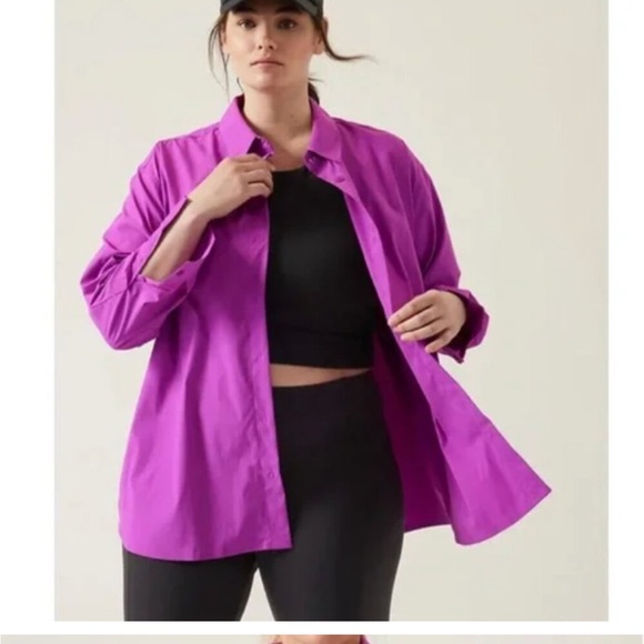 ATHLETA - Oversized Poplin Button-Up Blouse Top in Jazzy Purple size XXS - Picture 2 of 8